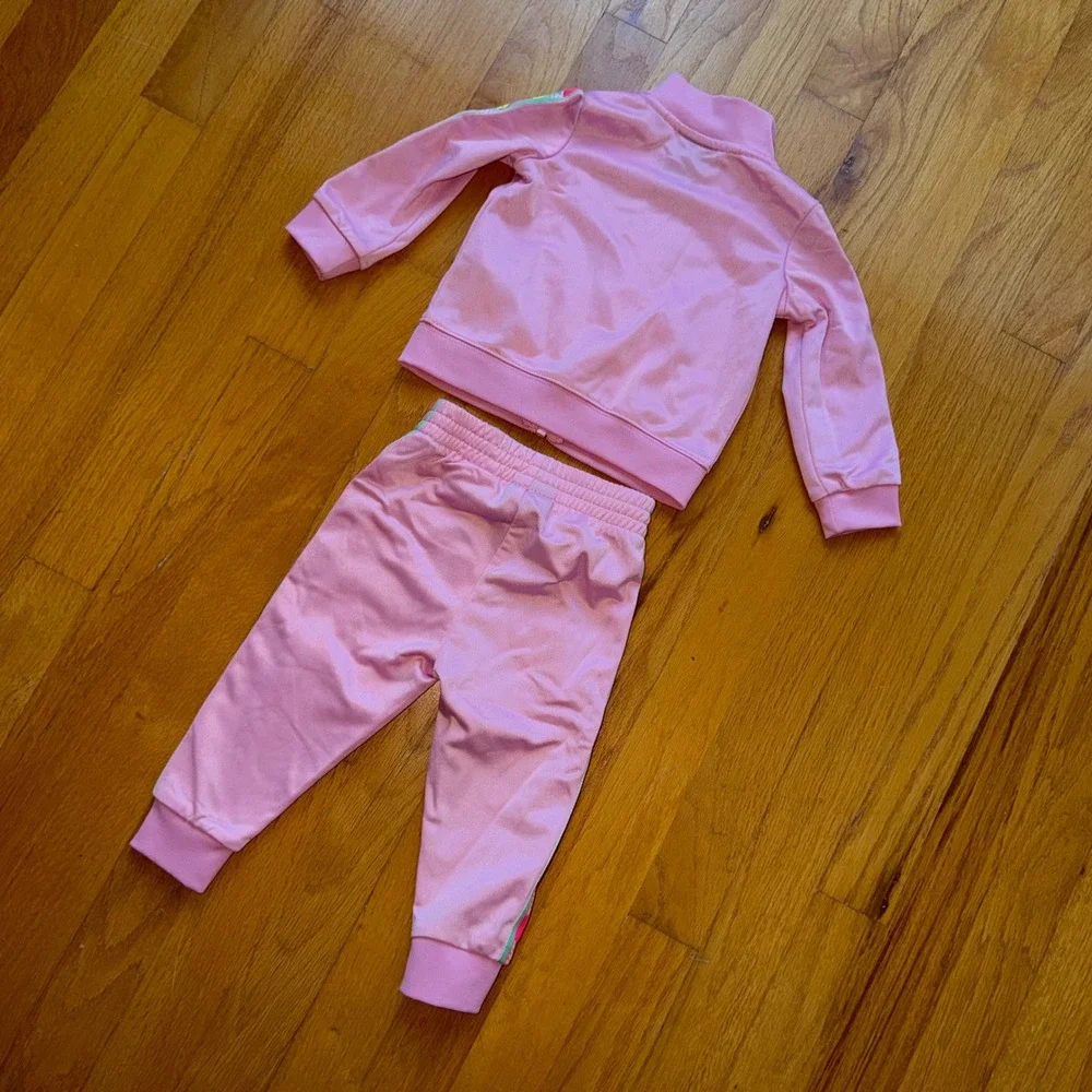 Nike Baby Girls Pink Rainbow Logo Tracksuit Set 2pc Jacket Pants 9M Athlesiure